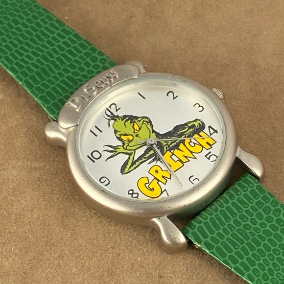 Dr. Seuss Grinch Watch Green Strap Brushed Silver - Picture 2 of 11
